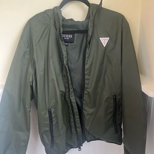 GREEN MEDIUM GUESS ZIP UP FLEECE HOODIE